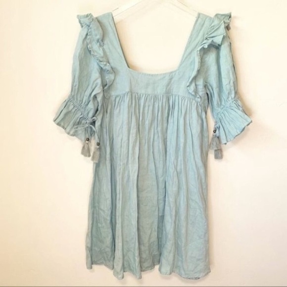 RARE SPELL & THE GYPSY COLLECTIVE Mae Linen Dress in Seafoam Green - Picture 14 of 16